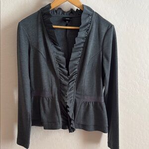 Charcoal Ruffle Trim Women's Jacket